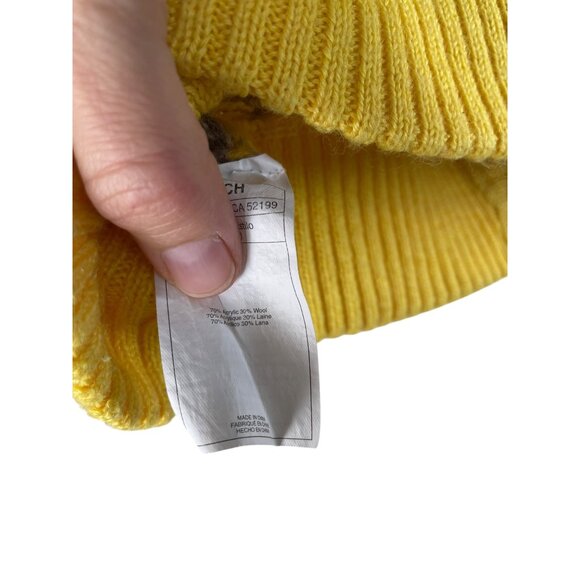 Roxy Yellow & Brown Argyle Pattern Cardigan Wool Blend Button Closure S - Picture 6 of 8